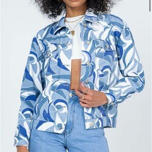 NWT Blue White Denim Jacket